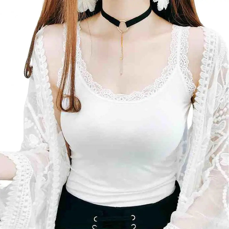 Summer Camisole Women Vest Elegant Lace Trimmed Women's Tank Tops for Summer Slim Fit Sleeveless Camisole Vest with for Ladies