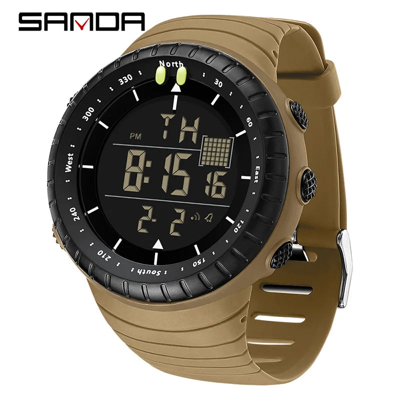 SANDA Men's Electronic Watch Outdoor Sports LED Analog Digital Alarm Clock Chronograph Multifunction Waterproof Men's Wristwatch