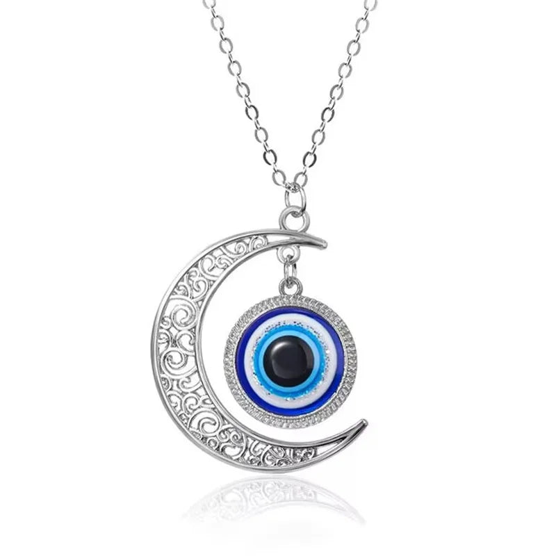 Vintage Türkiye Blue Eye Pendant Necklace Women's Earrings Blue Medusa Devil's Eye Party Lucky Earrings Fashion Jewelry Set Gift