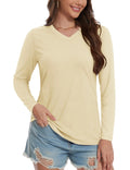 TACVASEN Cotton UPF50+ Sun Protection T-Shirts Womens Fashion V-Neck Long Sleeve Casual Tops Breathable Soft Outdoor Tee Shirts