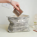 DJDF Large Capacity Women's Cosmetic Bag, Black & White Sketch Line, Canvas Skincare Organizer, Portable Travel Toiletry Bag