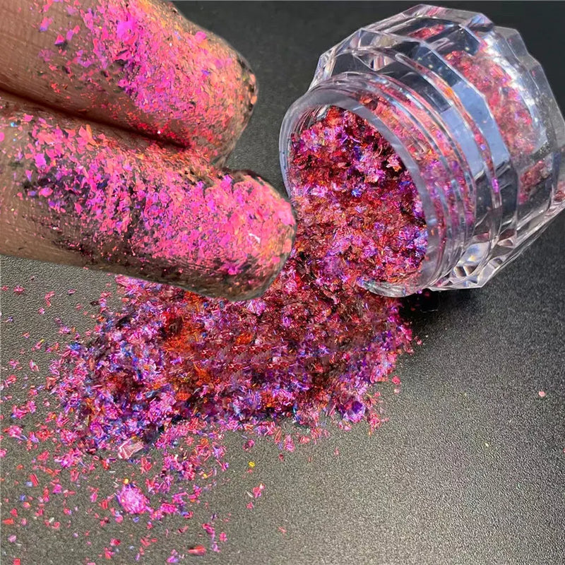 1Jar Aurora Chameleon Snowflake Ultra-Thin Iridescent Nail Sequins Holographic Opal EyeShadow Ice Glitter Nail Chameleon Flakes