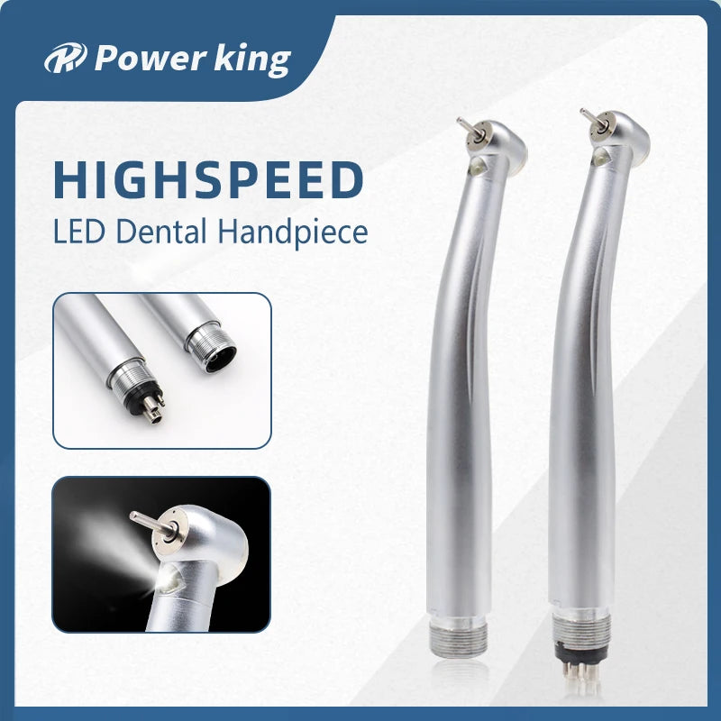 طقم مقبض الأسنان مع محمل سيراميكي وضوء LED عالي السرعة و3 رذاذ ماء مع دوار وفتحتين وربع فتحة ومولد كهربائي وزر ضغط توربيني هوائي