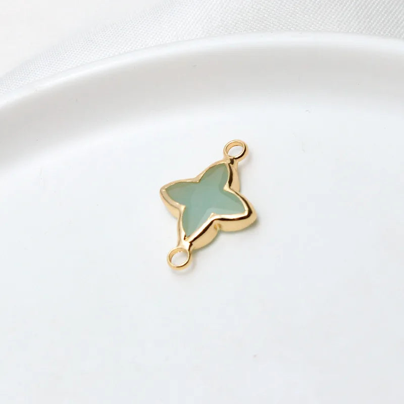 6pcs Diy Accessories Copper Bag Edge Jelly Color Flower Star Pendant Earring Bracelet  Handmade Material Jewelery Charms