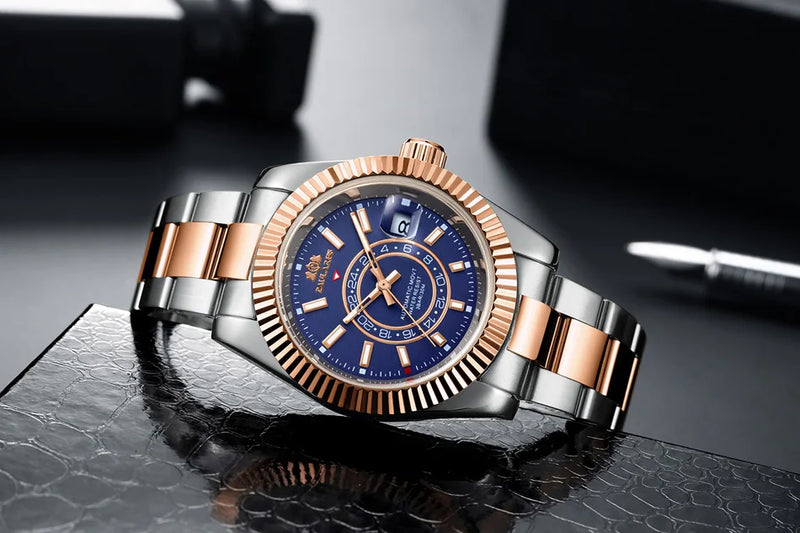Automatic Watch for Men Mechanical Movement Stainless Steel Rose Gold Blue Luxury Sky 40mm Reloj Hombre Baratos
