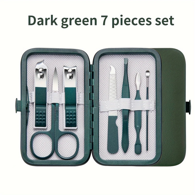 New Stainless Steel Nail Clipper Set Professional Green Grooming Tool Set Home Nail Art Set