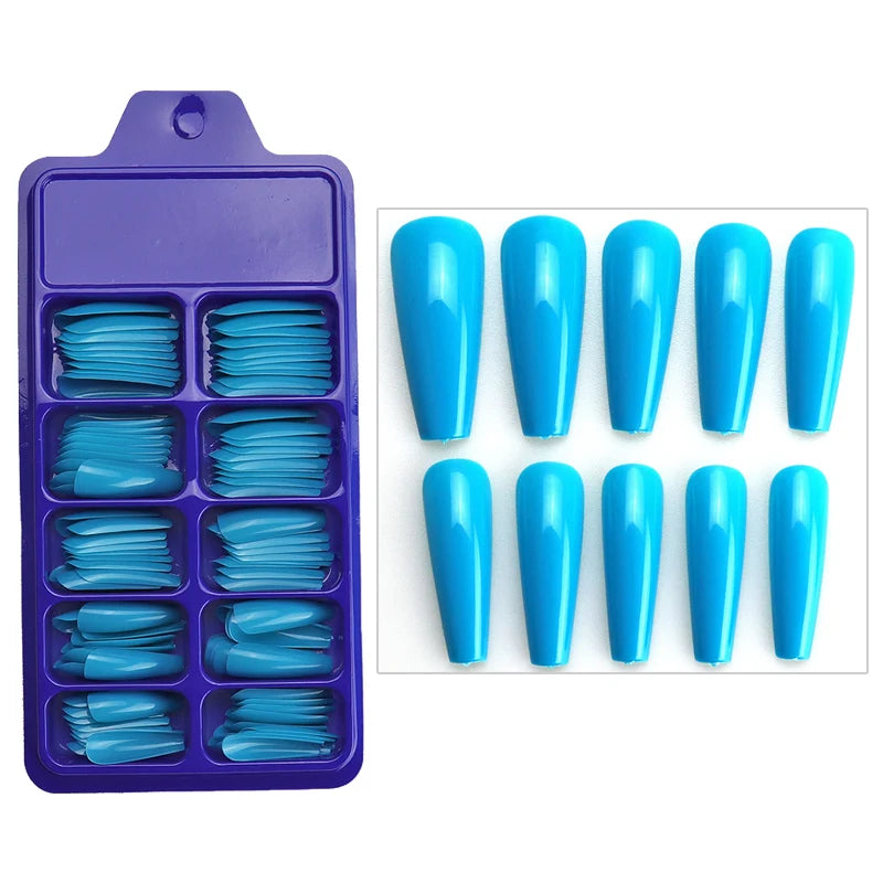 Fake Nails 100PCS Claw Shape Full Cover Wearable DisassemblyGlossy Pure White Red Orange Natural False Nails Tips