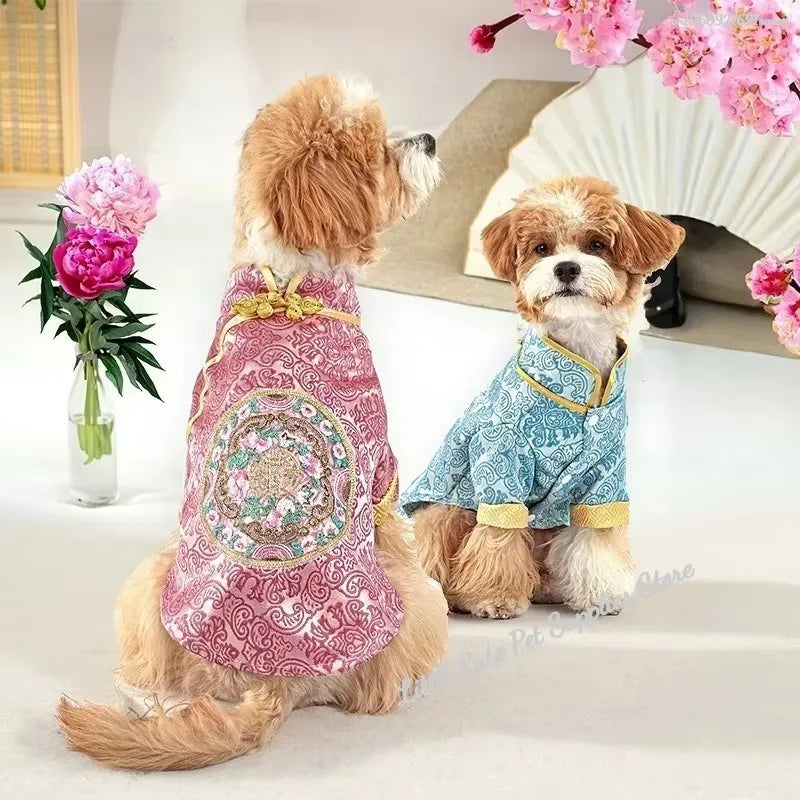 New Winter Warm Dog Jacket Pet Puppy Chinese Styles Embroidery Clothes New Year Costume Jackets Chinoiserie New Year Dog Clothes