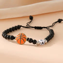 ZIRUISP New Basketball  Black Shiny Beads Bracelets For Men And Women With 26 Name Initials A-Z  Jewelry Gifts