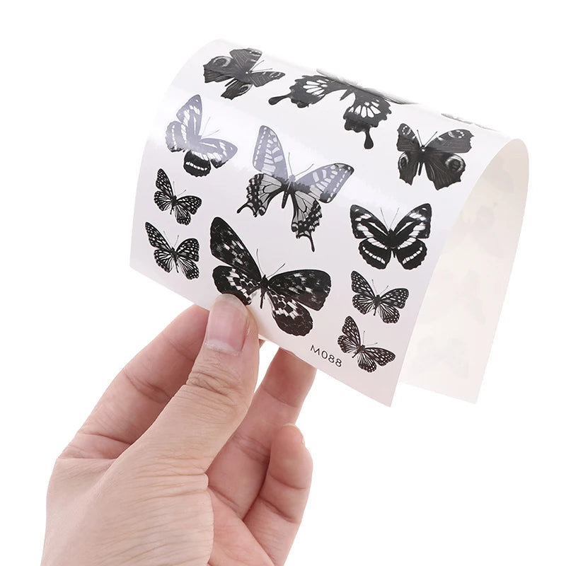 1Sheet Waterproof Temporary Tattoo Sticker 3D Butterfly Theme Fake Tattoo for Women Body Leg Arm Art