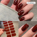 New 16 Strips Autumn Nail Stickers Full Cover Nail Patch Leopard Print 3D Nail Stickers Nail Polish Strips DIY Nail Art Making