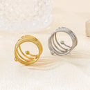 Simple Multilayer Large Rings For Women Girl Gold Silver Color Stainless Steel Women's Ring Party Engagement Jewelry Gifts