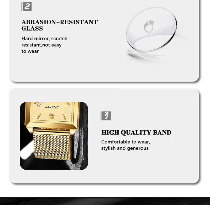 Mens Fashion Sports Watches Simple Men Luxury Gold Business Ultra Thin Stainless Steel Mesh Belt Quartz Watch