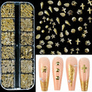 1000Pcs Gold Star Moon Glitter Nail Charms Metal Tips Slice Rivet DIY 3D FlatBack Nail Art Decorations Nails Jewelry Accessories