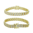 Moon Charm Shaped Chain Bracelet Necklace Gold Color Pave CZ Shiny Polished Fashion European Women Girl Jewelry Set