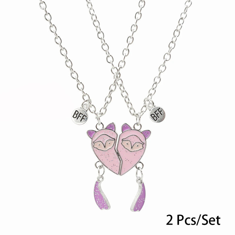 2 Pcs/Set Magnetism Best Friends Pendant Necklace for Women Rabbit Lover Broken Heart Clavicle Chain BFF Best Friends Jewelry
