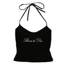 EMO Lace Y2k Tank Top Harajuku Letter Print Rock Goth Retro Crop top Streetwear Punk Sleeveless T-shirt Hiphop Spice Girls Sling