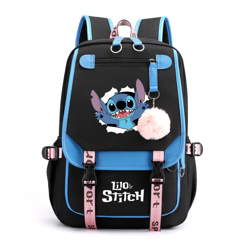 Disney Lilo Stitch Backpacks Teenager USB Charging Laptop Backpack Women Men Rucksack Travel Bag Mochila