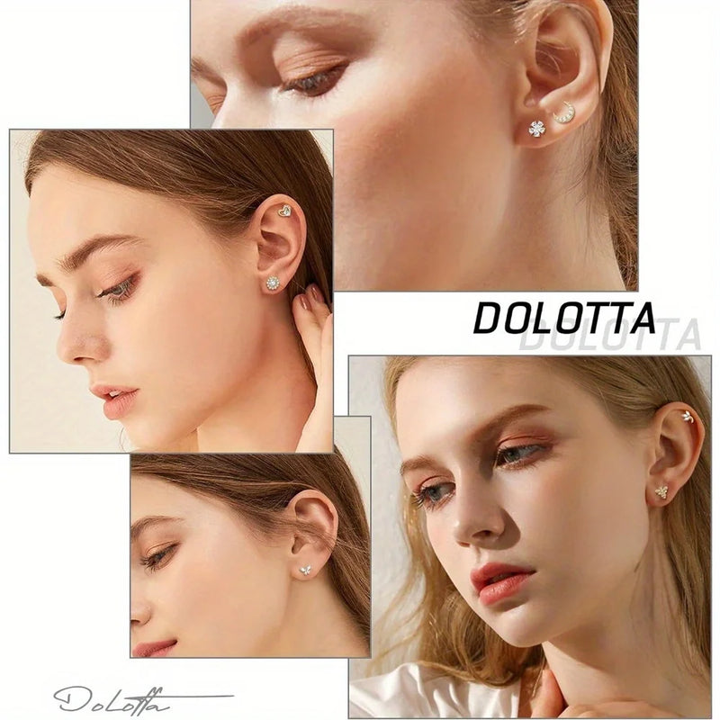 Drperfect 1 PC Earrings Stylish Safe Internally Threaded CZ Jewelry for Women and Men - Moon Heart-Shaped Bee Butterfly Designs