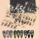 3D Snake Laser Stickers for Manicure Black Gold Abstract Leaves Luxury Nail Art Adhesive Slider Polish Decor Decals SASW-SJ