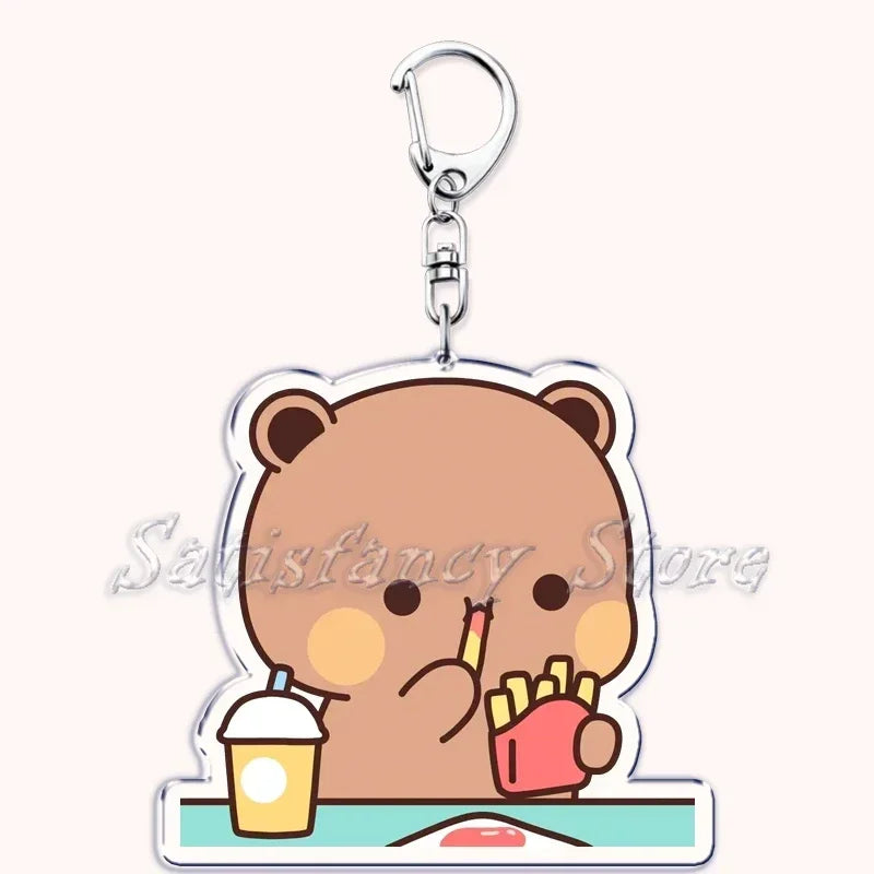 Llavero con diseño de Bubu Dudu, pareja de enamorados, oso panda, accesorios para bolso, colgante, joyería, regalos para amantes.