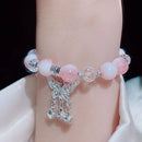 Lovely Women Hand Bracelets Butterfly Heart Bell Tassel Lock Ice Cracked Beaded Glass Beads Stretch Bangle Student Jewelry 1164