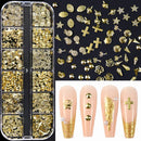 1000Pcs Gold Star Moon Glitter Nail Charms Metal Tips Slice Rivet DIY 3D FlatBack Nail Art Decorations Nails Jewelry Accessories