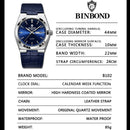 BINBOND New Authentic Youth Men's Quartz Watchwith Fashion Leather Strap Waterproof Luminous Calendar Luxury Business Men Watch