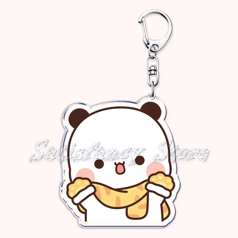 Llavero con diseño de Bubu Dudu, pareja de enamorados, oso panda, accesorios para bolso, colgante, joyería, regalos para amantes.