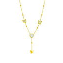 DIEYURO 316L Stainless Steel Heart Butterfly Long Pendant Necklace For Women New Trend Girls Clavicle Chain Party Jewelry Gifts