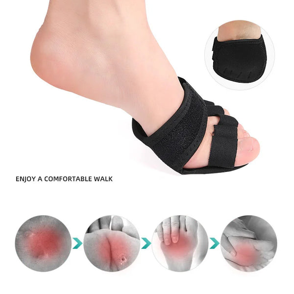 1 Pair Adjustable 5 Finger Half Palm Forefoot Cushion Thumb Toe Eversion Overlapping Hammer Shaped Toe Splitter Foot Care Tools