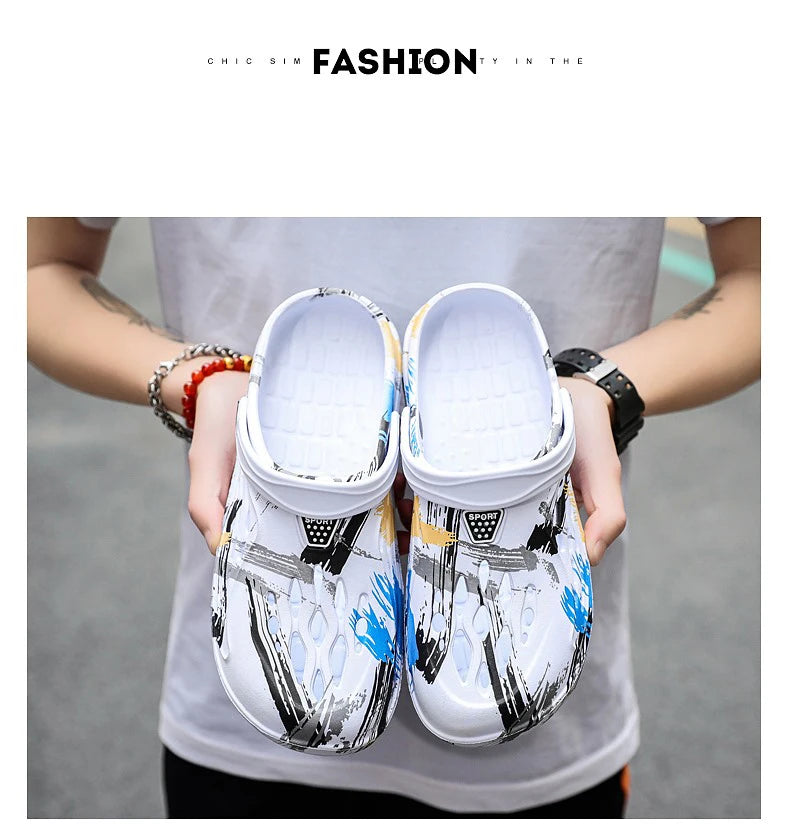 Summer Men Sandals Light EVA Men's Casual Shoes Hole Shoes Clogs Lovers Home Garden Outdoor Male Beach Flat Slippers Big Size 49