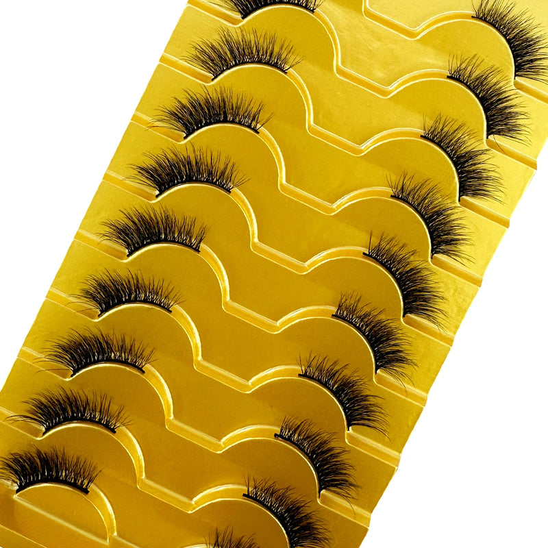 Half Lashes Natural Look Wispy 10 Pairs Cat Eye Lashes 3D False Eyelashes Fluffy Soft 15MM Short Faux Mink Lashes