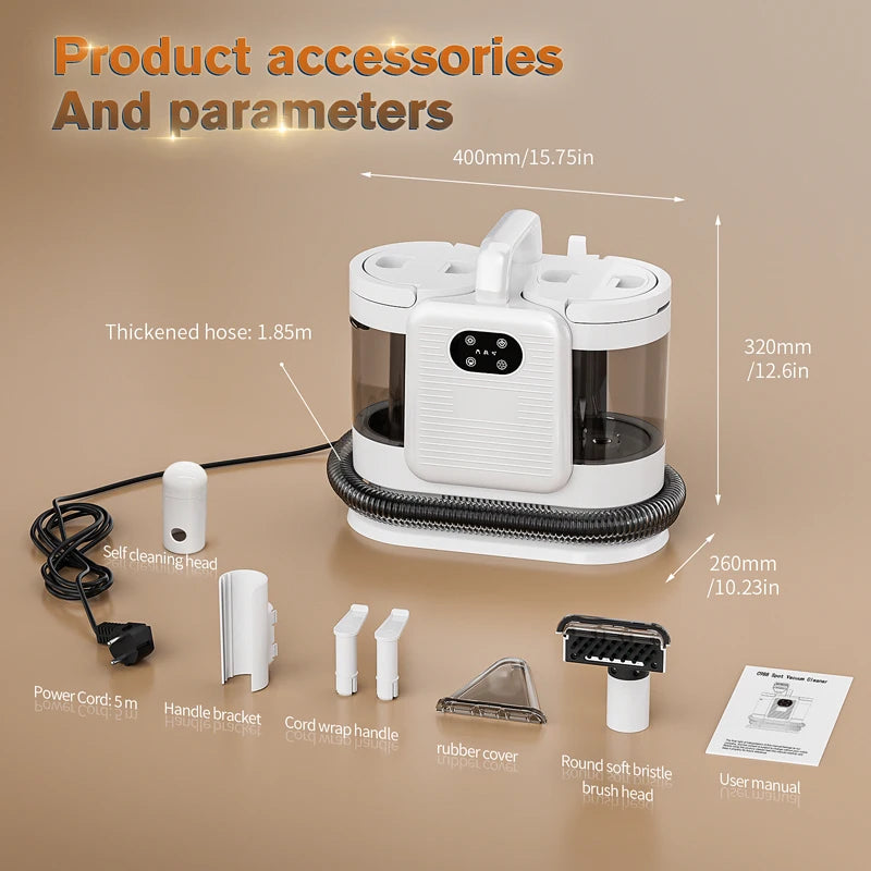 C988 1650W  Hot and Steam Clean Machine Vacuum Cleaner Spray 13KPA Touch Screen 4 cleaning mode Smart Voice Handheld Carpet Clea