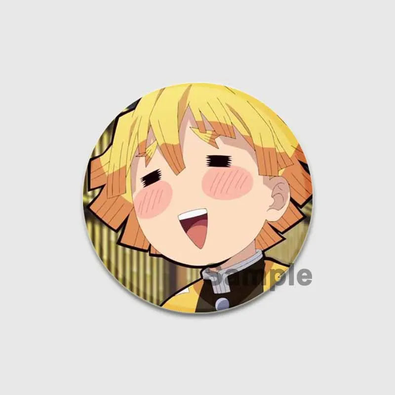 58/32/44mm Anime Demon Slayer Round Brooches Cartoon Lapel Pins Cosplay Badges Backpack Clothes Bag Jewelry Accessories Gifts