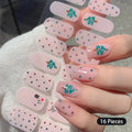 New 16 Strips Autumn Nail Stickers Full Cover Nail Patch Leopard Print 3D Nail Stickers Nail Polish Strips DIY Nail Art Making