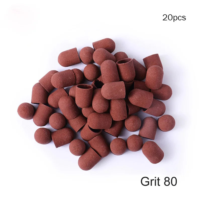 5/10/20pcs 13*19mm Nail Sanding Caps Nail Drill Bit Sanding Bands for Gel Remover Pedicure Caps Nail Polishing Manicure Tools