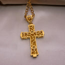 1 Simple Style MEN'S Rhinestone Christian Cross Rhinestone Pendant Necklace Personality Fashion Street Domineering Chain Jewelry