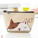 New Cartoon Cat Print Mini Oxford Key Wallet Women Card Holder Zipper Money Pouch Purse Storage Bag Kawaii Girls Cute Wallet