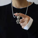 Fashion Cute Hip Hop Bear Pendant Necklace for Men & Women Punk Wind Titanium Steel Sweater Chain Jewelry Set Lovers Gift