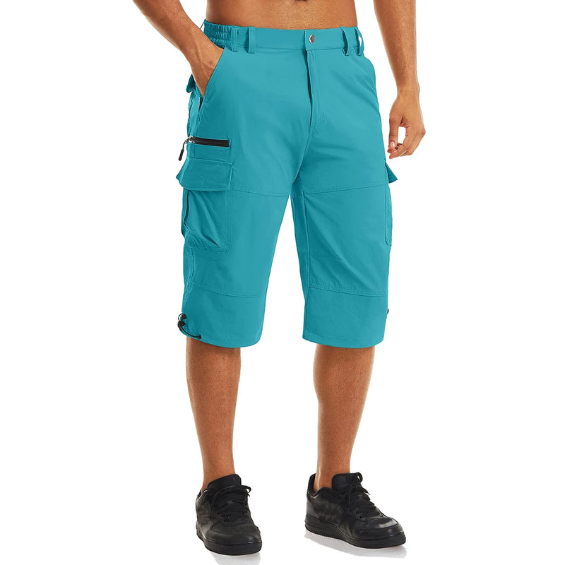 MAGCOMSEN Summer Men's Shorts Quick-drying Lightweight with 7 Pockets Waterproof 3/4 Shorts for Fishing Hiking