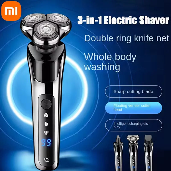 Xiaomi 3-in-1 Double Head 5000 Digital Display Head Electric Shaver Washable Rechargeable Brushless Men's Fast Charge Razor ﻿