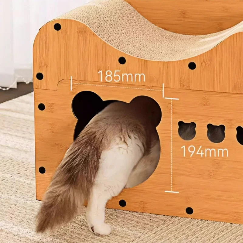 Cat Scratcher House Cat Condo with Cat Scratcher Board Large Space Cardboard Cat Bed Cave Cat to Rest Scratching Cat Scratch Pad