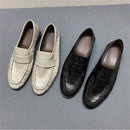 حذاء Lefu نسائي جديد بتصميم كلاسيكي فرنسي بكعب مسطح مصنوع من جلد ثعبان البحر ونعل من الجلد الأصلي مخيط يدويًا ومريح بخطوة واحدة