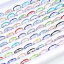 10Pcs/Lot Fashion Classic Rhinestone Stainless Steel Rings For Women Simple Shiny Colorful Finger Jewelry Wedding Party Gifts