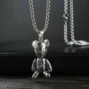 Fashion Cute Hip Hop Bear Pendant Necklace for Men & Women Punk Wind Titanium Steel Sweater Chain Jewelry Set Lovers Gift