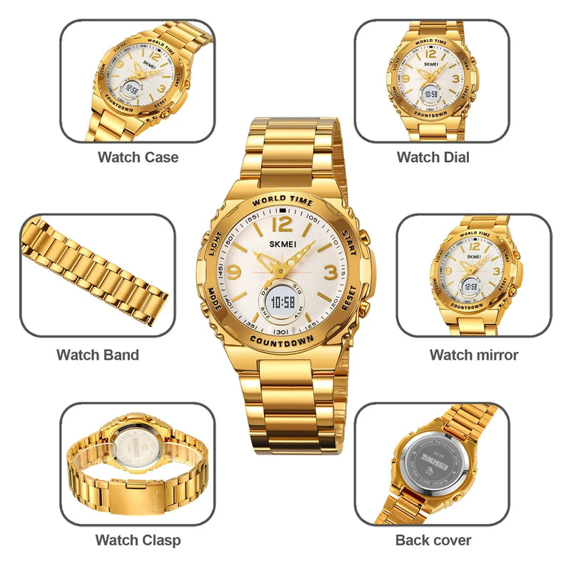 Reloj electrónico SKMEI 2310 resistente al agua para hombre, reloj de pulsera digital de acero inoxidable, reloj de lujo para hombre, reloj con movimiento, reloj para hombre