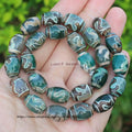 8pcs ,10x14mm Natural Green Agate Ancient Tibet Dzi beads, Many patterns, For DIY Jewelry making !
