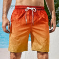 Vacation Couple Beach Pants Men's Trendy Gradient Printed Beach Swimming Shorts Quick Drying Loose Beach Swimming Shorts