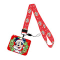 Christmas Design Disney Mickey Mouse Cute Cartoon Badge Holder ID Card Bus Card Holder Lanyard for Accessories Xmas Gifts